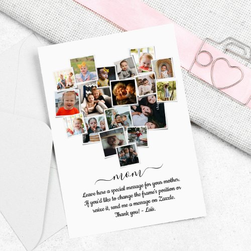 18 Photos Collage Heart Happy Mothers Day Invitation