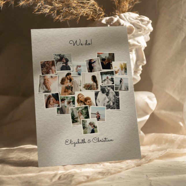 18 Photos Collage Heart Shape Wedding Invitation (Creator Uploaded)