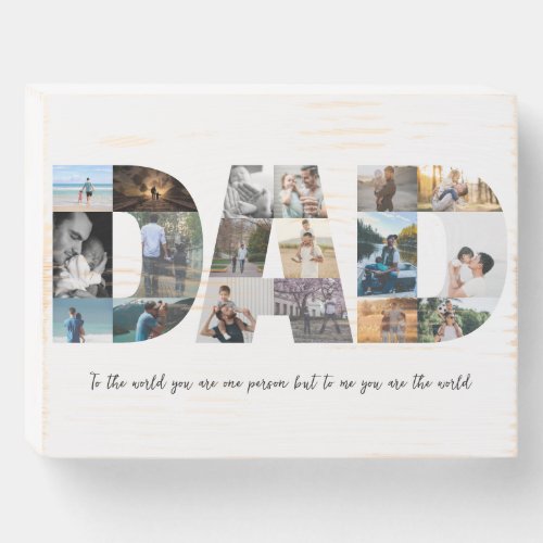 18 Pictures Dad Photo Collage Keepsake Gift Wooden Box Sign