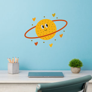18" Solar System, Boho Browns Yellow Hearts 18" Wall Decal