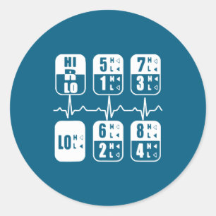 18 Speeds Shift Trucker Heartbeat Funny Truck Classic Round Sticker