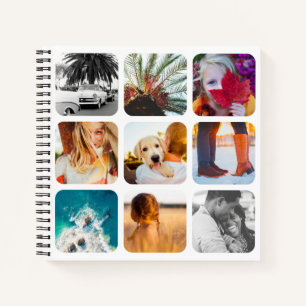 18 Square Photo Collage White Hard Cover Journal