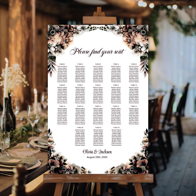 18 Table Autumn Floral Wedding Seating Chart Foam Board (Creator Uploaded)