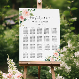18 Table Blush Pink Bloom Wedding Seating Chart Foam Board