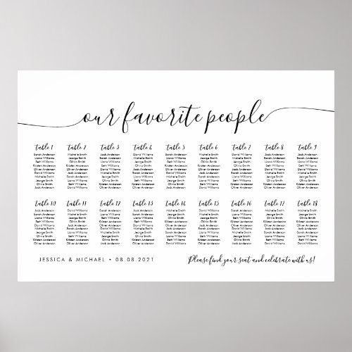 18 Table Elegant Our Favorite People Seating Chart