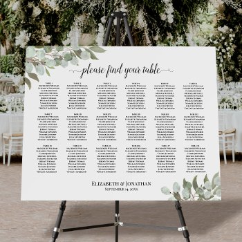 18 Table Eucalyptus Leaves Wedding Seating Chart Foam Board by ZingerBug at Zazzle