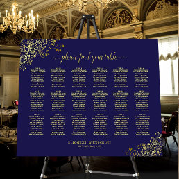 18 Table Gold &amp; Navy Blue Wedding Seating Chart Foam Board