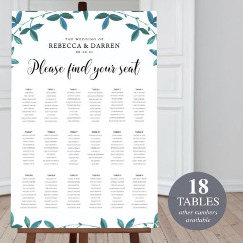 18 Table Greenery Border Wedding Seating Chart