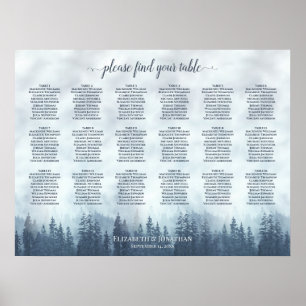 18 Table Misty Blue Pines Wedding Seating Chart