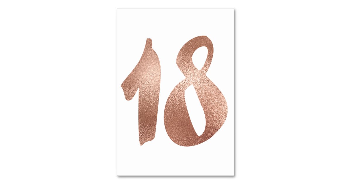 18 table number white metallic pink rose gold table number zazzle com