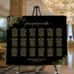 18 Table Ornate Gold &amp; Black Wedding Seating Chart Foam Board