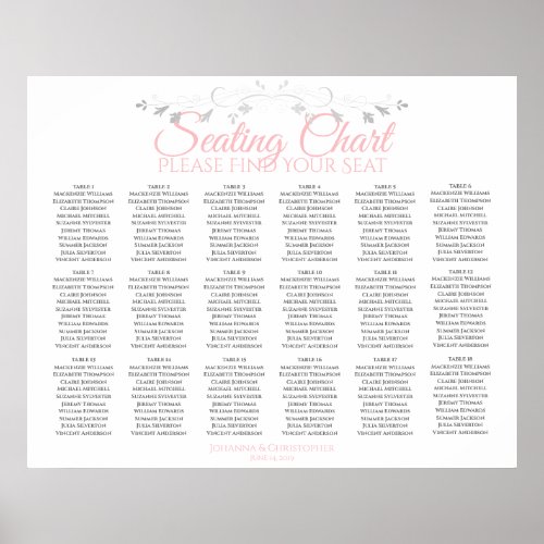18 Table Pink  Gray Wedding Seating Chart