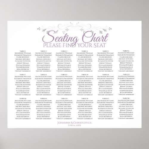 18 Table Purple  Gray Wedding Seating Chart