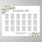 18 Table Rustic Eucalyptus Wedding Seating Chart | Zazzle