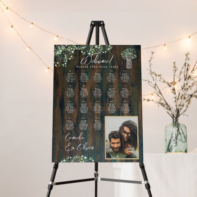 18 Table Rustic Wood Gypsophila PHOTO SEATING Foam Board (In Situ (Stand))
