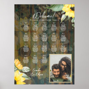 18 Table Rustic Wood SUNFLOWERS PHOTO SEATING Poster