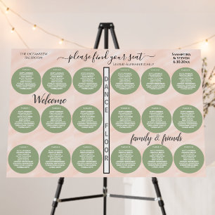 18 Table Seating Pink Peach Watercolor Gree Foam Board