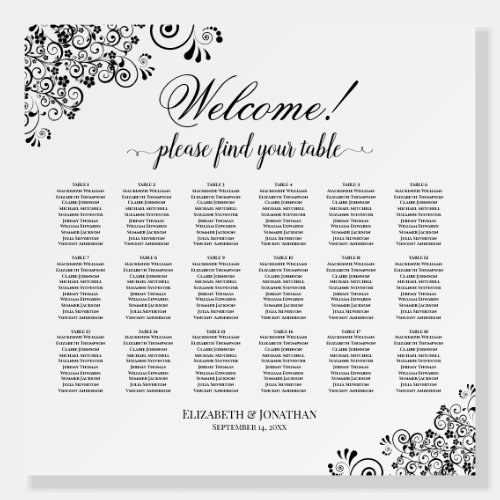 18 Table Simple Elegant Wedding Seating Chart Foam Board