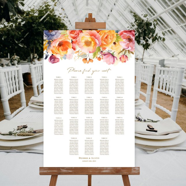 18 Table Spring Floral Wedding Seating Chart (Creator Uploaded)