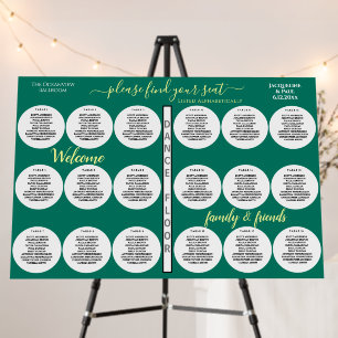 18 Table Wedding Chart Green Yelllow Foam Board