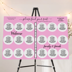 18 Table Wedding Seating Chart Blush Pink Foam Board