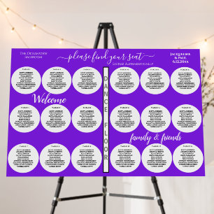 18 Table Wedding Seating Chart Violet White Foam Board