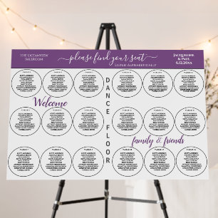 18 Table Wedding Seating Dusty Violet Round Table Foam Board