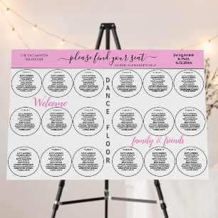 18 Table Wedding Seating Light Pink Round Table Foam Board