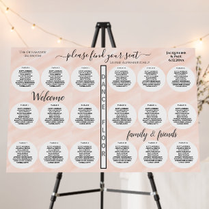18 Table Wedding Seating Watercolor Pink Peach Foam Board