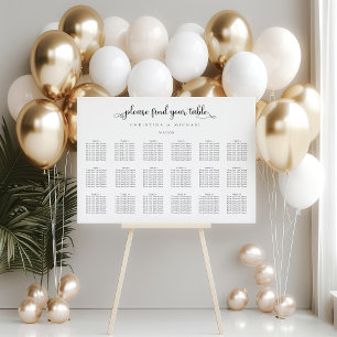 18 Tables 140-150 Guests Horizontal Seating Chart Foam Board