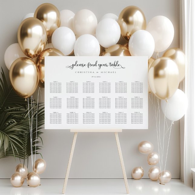 18 Tables 140-150 Guests Horizontal Seating Chart Foam Board (Creator Uploaded)