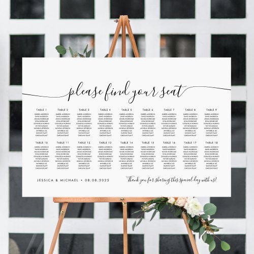18 Tables Modern Find Your Seat Seating Chart