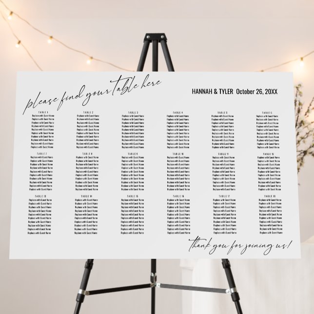 18 Tables Please Find Your Table Here Foam Board (In Situ (Stand))