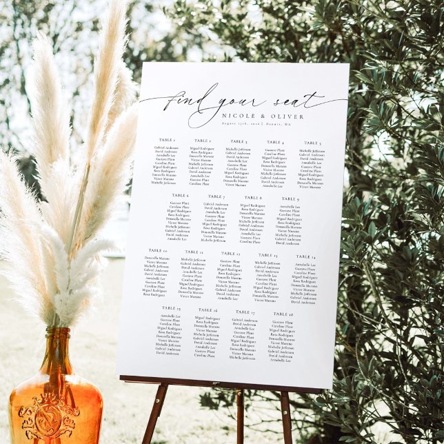 18 Tables Welcome Seating Chart Modern Script Foam Board ( 18 Tables Welcome Seating Chart Modern Script Foam Board)