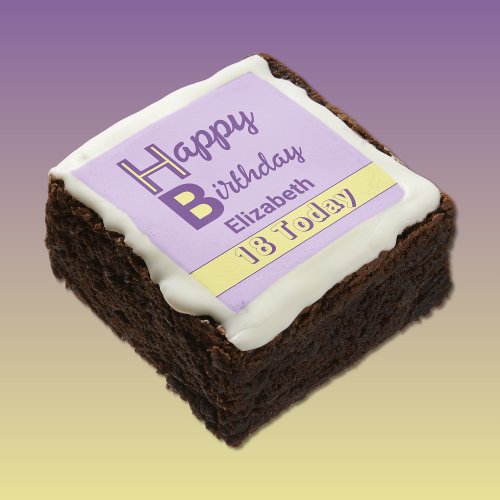 18 today add name purple yellow birthday brownie
