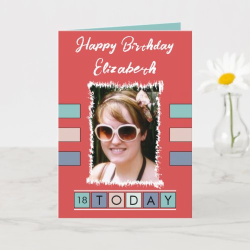 18 today add photo age name red birthday card