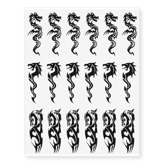 18 tribal dragon temporary tattoos, 3inch each tattoos (Front)
