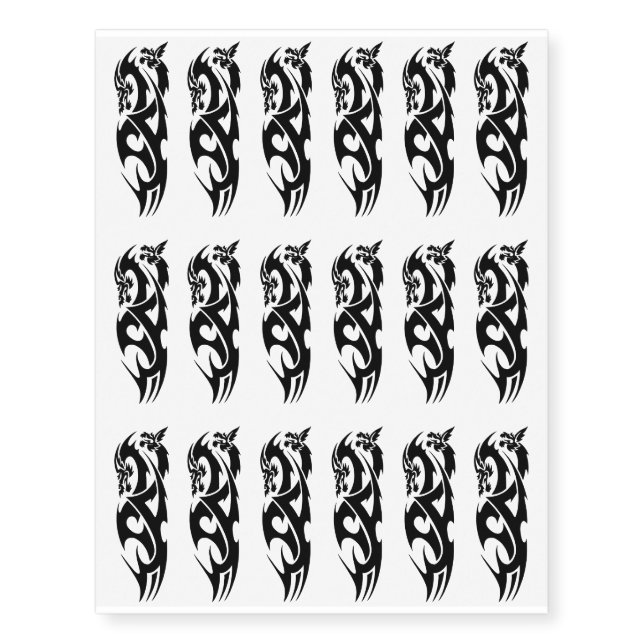 18 tribal Dragons temporary tattoos, 3inch each. Temporary Tattoos (Front)
