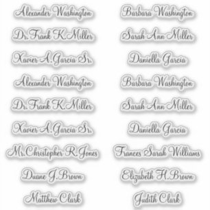18 Wedding Guest Names Elegant Script Sticker