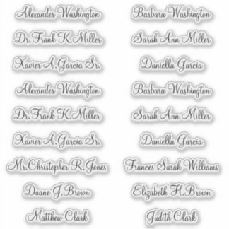 18 Wedding Guest Names Elegant Script Sticker