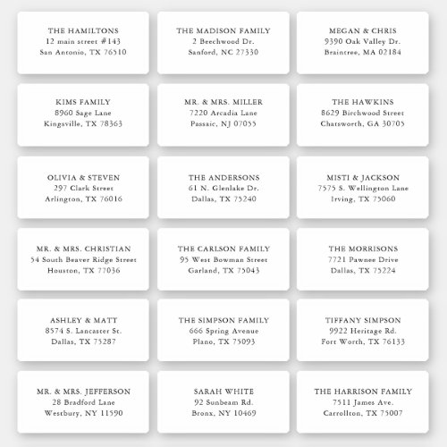 18 Wedding Guest Recipient Name Address Shipping  Sticker