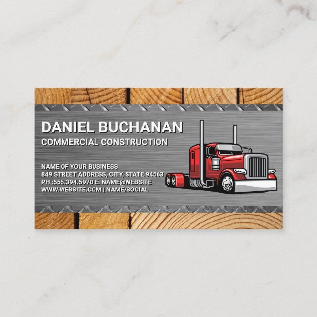 18 Wheeler | Truck Driver | Construction Business Card (Front)