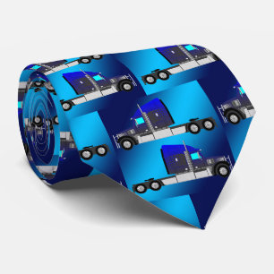 18 Wheeler Truck On Blue Neck Tie