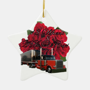 18 Wheels and a Dozen Roses Ceramic Ornament