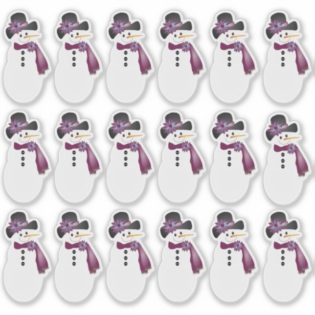 18 Whimsical Snowman Sticker (Front)