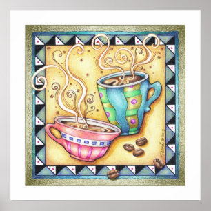 18"X18" ARCHIVAL PRINT - COOL BEANS! Coffee Art