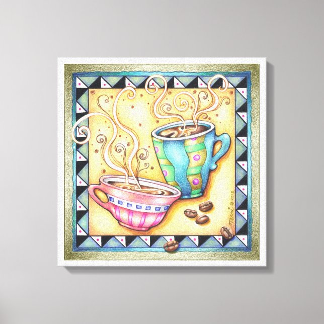 18"X18" CANVAS PRINT - COOL BEANS! Coffee Art (Front)