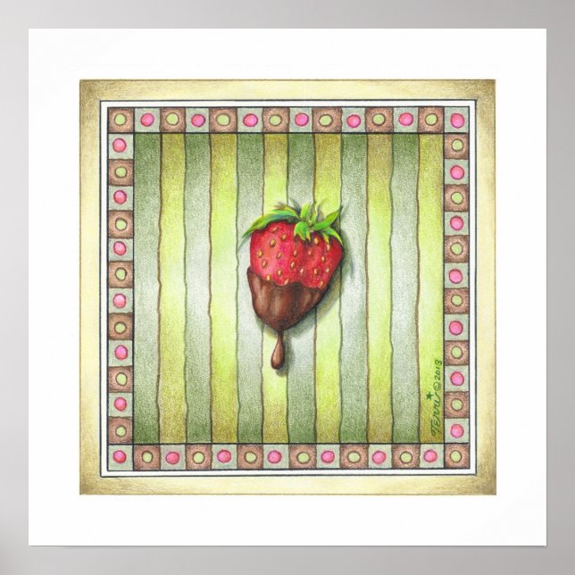 18"x18" POSTER - CHOCOLATE COVERED STRAWBERRY Art (Front)