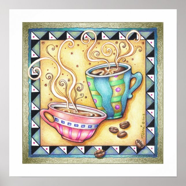 18"x18" POSTER - COOL BEANS! Coffee Art (Front)