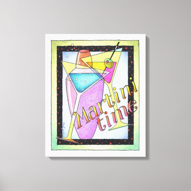 18"X22" CANVAS PRINT - MARTINI TIME, Cocktail Art (Front)